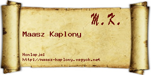 Maasz Kaplony névjegykártya